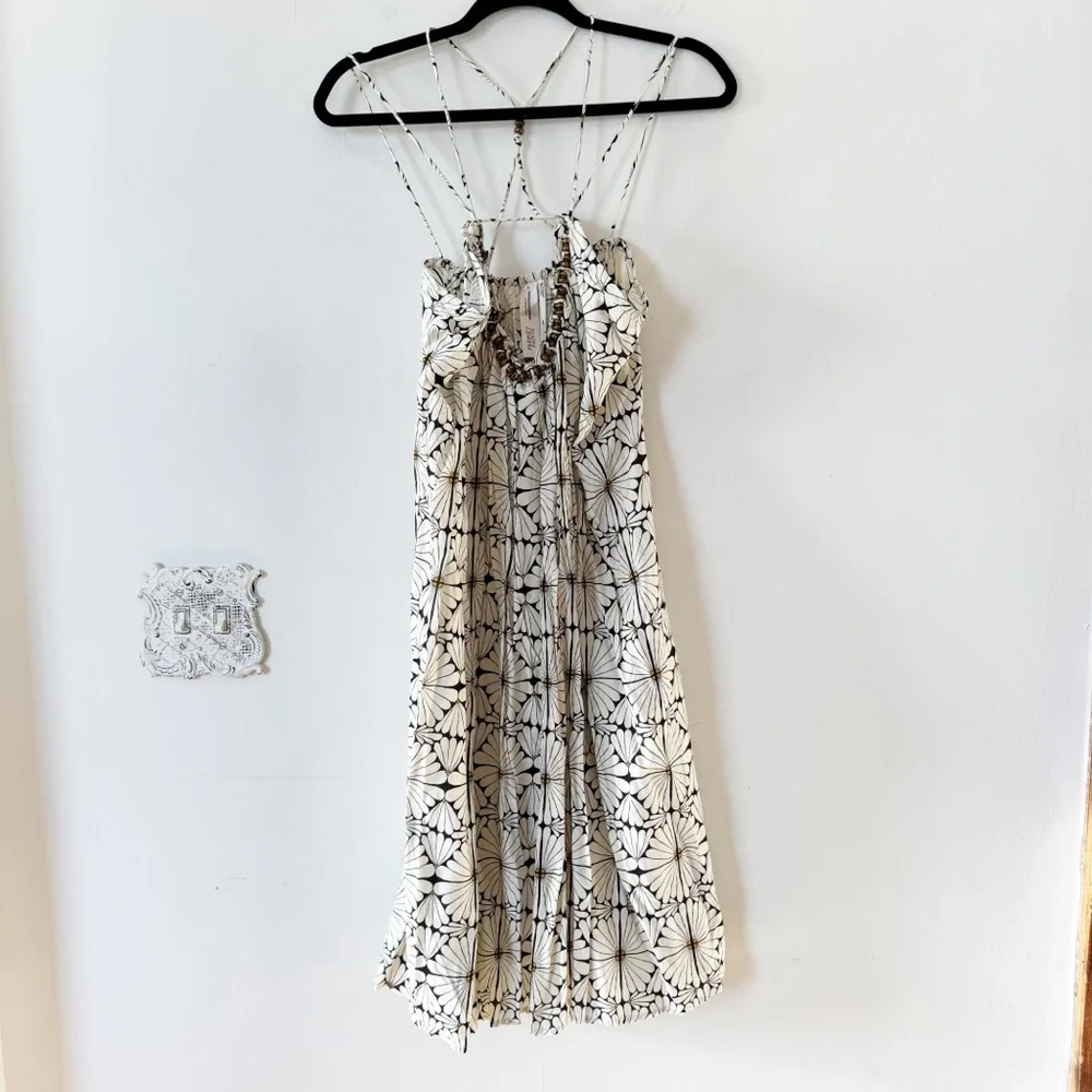 NWT Anthropologie Parrott Paints Kenzie Daisy Beaded Coverup Dress XSP